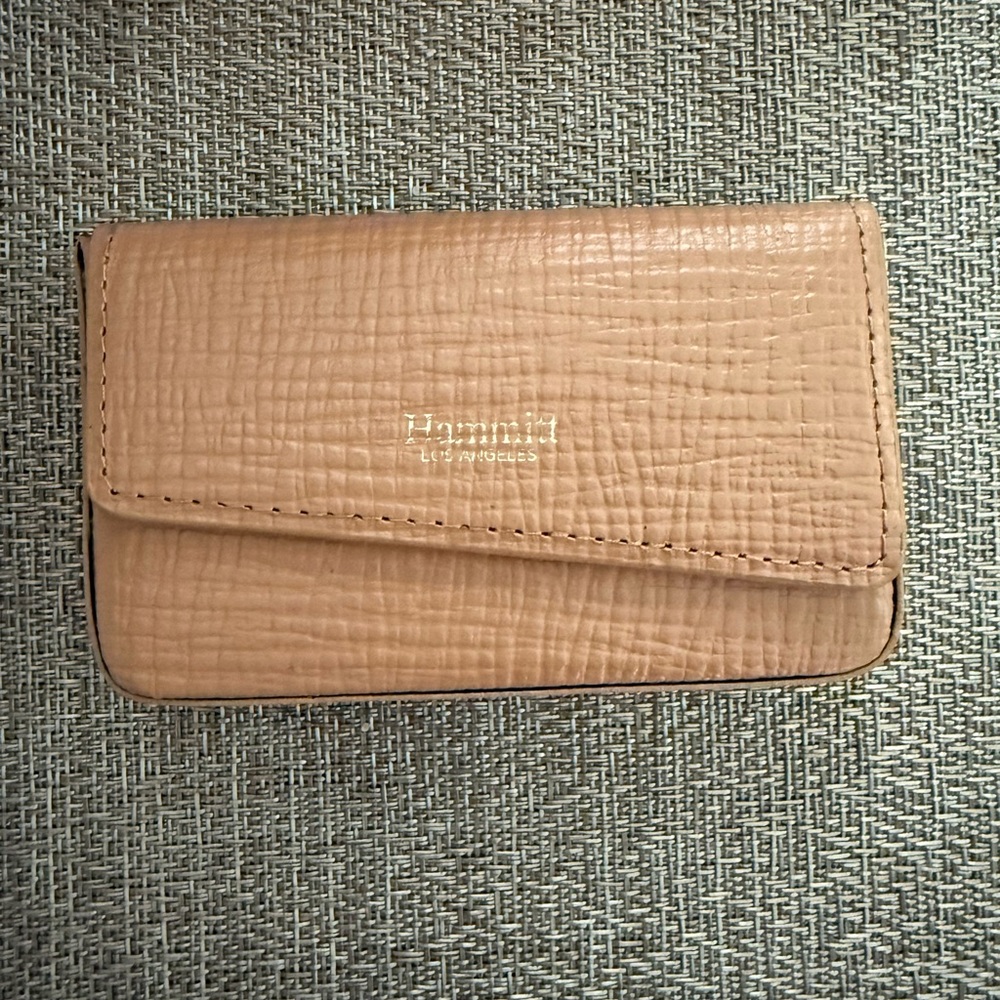 Hammitt Tan Textured Leather bags card case.